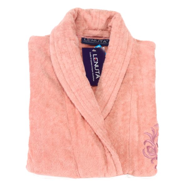 Lenuta Bathrobe Kimono Mandi Design Shepia - D. Rose (Pink Mawar) - Gambar 2