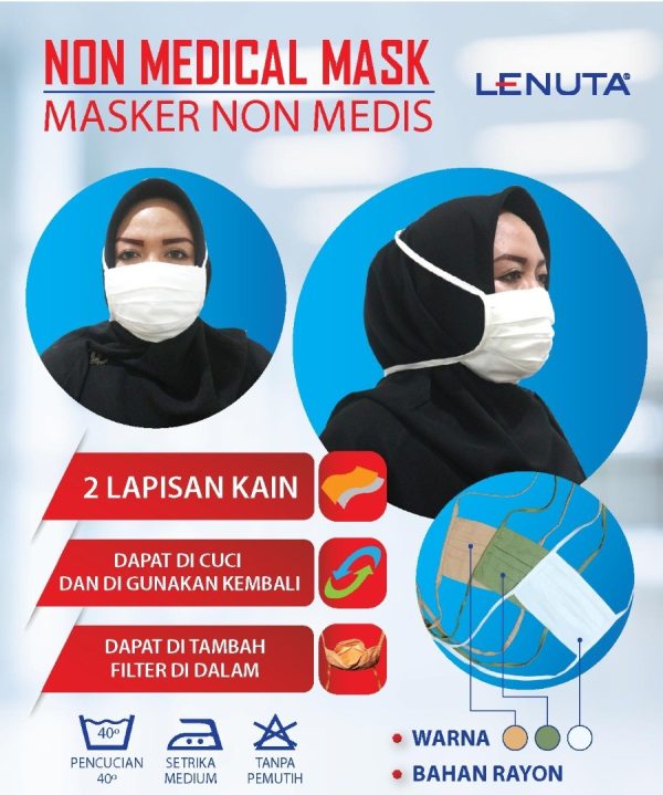 Masker Muka Face Mask Kain 2 Lapis Tali Hijab